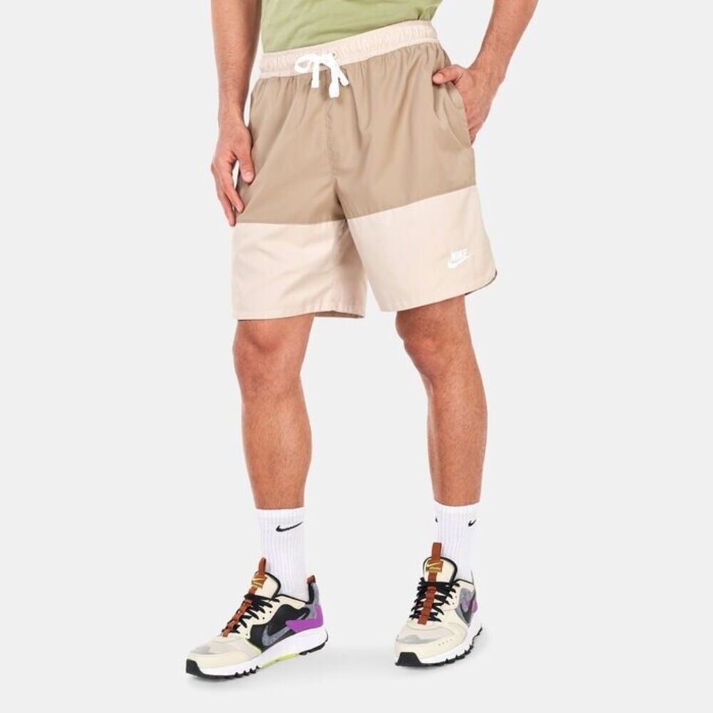 Nike Vintage Rare Sportswear Club Woven Track Shorts Nylon Colorblock Tan Small